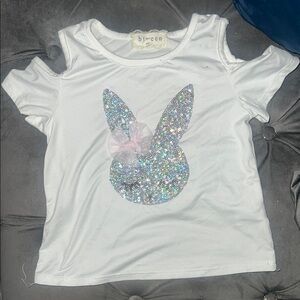 Bixbee White Glitter Bunny Kids Top